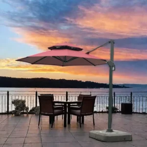 Custom Large Square Roman Parasol Modern Aluminum Cantilever Outdoor Umbrella with Base