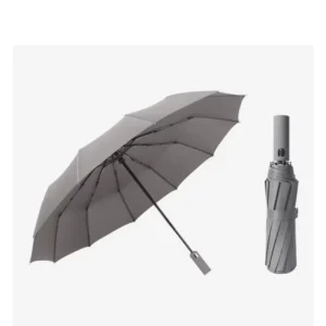 Custom Large Three Fold Semi Automatic Umbrella with Color Handle Windproof and Rainproof Business Umbrella