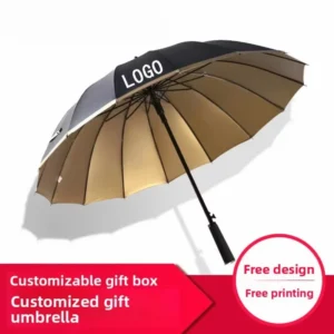 Custom Logo 105cm Golf Umbrella 16 Fiberglass Ribs Windproof Semi-Automatic Straight