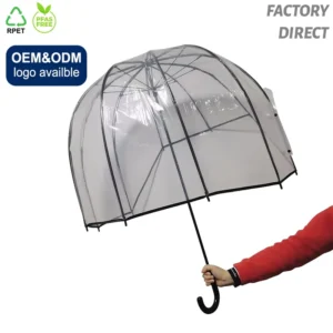 Custom Logo 10K Colorful Clear Straight Umbrella Transparent Kids Parasol for Business Gifts and Promotion