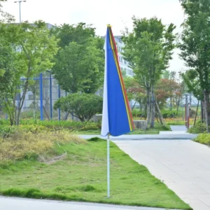Custom Logo 170cm Galvanized Pole Beach Umbrella Rust Resistant Windproof Promotional Advertising Outdoor Sun Parasol