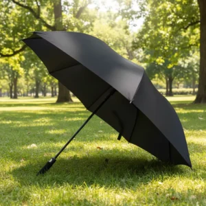 Custom Logo 27 Inch Large Golf Umbrella Long Handle Manual Black Coating Windproof Fiberglass Straight Parasol