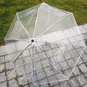 Custom Logo 3 Fold Clear Dome Transparent Umbrella Automatic Open POE EVA PVC Material Foldable Rain with Personalised Design