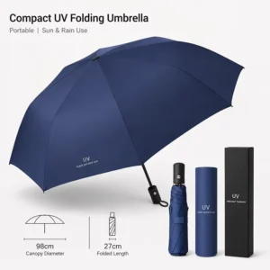 Custom Logo 3-Fold UV Protection Folding Umbrella with Gift Box