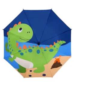 Custom Logo 3-Folding 8-Iron-Rib Cartoon Print Kids Umbrella UPF 50+ Alloy Handle Auto Compact Rain Umbrella for Children