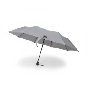 Custom Logo 3-Folding Semi-Automatic Umbrella 180T Pongee Fabric 97cm Open Diameter Black Metal
