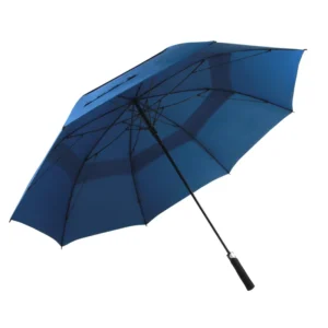 Custom Logo 30 Inch Double Canopy Windproof Vented Auto Open EVA Handle Straight Golf Umbrella for Business