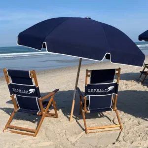 Custom Logo 7.5ft Polyester Portable Wood Pole Beach Umbrella White Red Garden Use