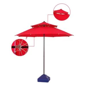 Custom Logo 8 Foot Wooden Beach Umbrella Center Pole Garden Sun Parasol Patio Outdoor Sunshade