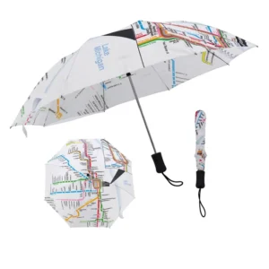 Custom Logo 8K Rain Fold Umbrella Adults Travel 2 Fold Windproof Double Air Vented Layers Plastic Handle Auto Open Novelty Gift