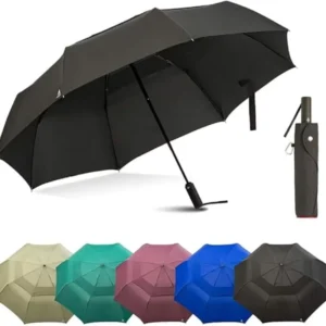 Custom Logo Auto Open/Close Folding Windproof Waterproof Compact Umbrella for Business Commute and Daily Outdoor Use