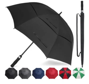 Custom Logo Automatic Double Canopy Vented 62 Inch Golf Umbrella