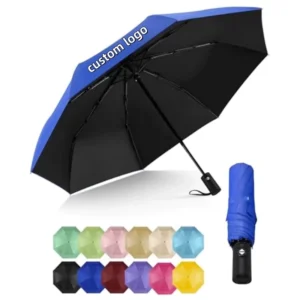 Custom Logo Automatic Folding Umbrella with Promotional Print, Windproof Design, and Factory Direct Supply