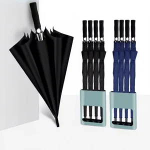 Custom Logo Automatic Straight Umbrella for Office Home Entrance with Dedicated Storage Stand