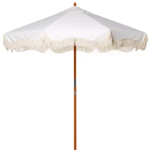 Custom Logo Beach Parasol Outdoor Sun Umbrella with Fringe Tassels for Chair