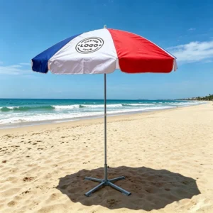 Custom Logo Beach Umbrella for Outdoor Beach and Garden Use with Base