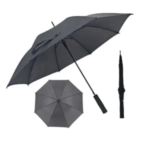 Custom Logo Black Stick Umbrella Windproof Straight Umbrella Rain Handle for Corporate Promotional Gift Travel Sun Protect