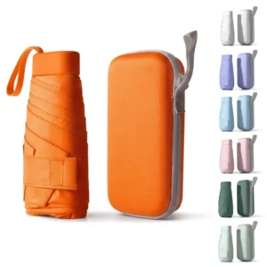 Custom Logo Capsule UV Umbrella UPF 50+ Portable Mini Umbrella with EVA Zipper Case for Women Girls