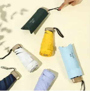 Custom Logo Capsule Umbrella Five Folding Ultra Lightweight Mini Pocket Flat Design Sun Protection Leading Factory Source