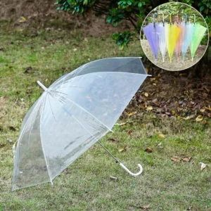 Custom Logo Colorful Clear PVC Straight Umbrella for Kids