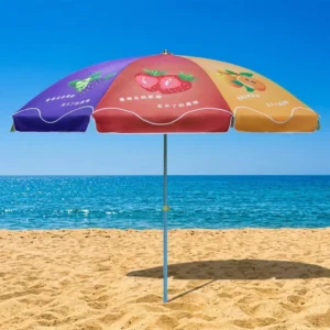 Custom Logo Commercial Beach Umbrella High Visibility Durable Steel Frame Waterproof Oxford Fabric Outdoor Advertising