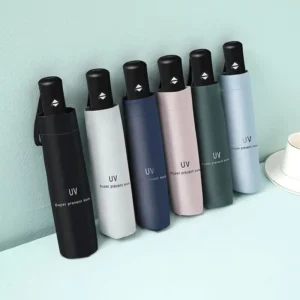 Custom Logo Compact Portable Automatic Windproof 3-Folding Umbrella UV Protection