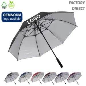 Custom Logo Extra Large Windproof Golf Umbrella Durable Double Canopy Storm-Proof Water Resistant For Adults