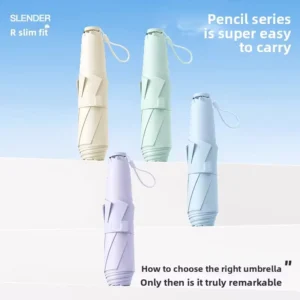 Custom Logo Fast Shipping Slender Slim Fit Ultra Light Compact Pencil 5 Fold Umbrella for Travel and Daily Use