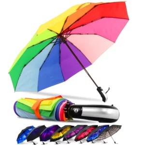 Custom Logo Foldable Branded Coloured Umbrella Portable Rain Automatic Windproof Advertising Umbrella