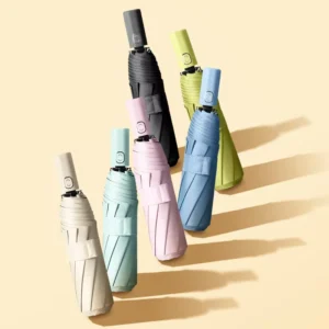 Custom Logo Foldable Colored Umbrella Portable Rain Automatic Windproof Folding Umbrella