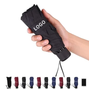 Custom Logo Fully Automatic 5-Fold Aluminum and Steel Shaft UV Resistant Sun Protection Travel Umbrella Lightweight Portable 8 Ribs