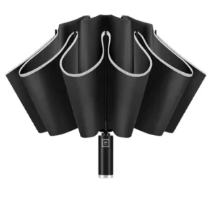 Custom Logo Fully Automatic Travel Folding Umbrella with Reverse Function, 10-Rib, 102 cm Open Diameter, Pongee Fabric