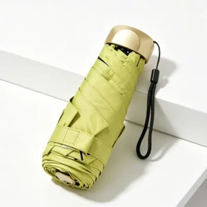 Custom Logo Gift Manual Open Anti-UV Lightweight Folding Ultra Compact Sturdy Plastic Handle Pocket Size Mini Umbrella