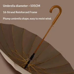 Custom Logo Golf Umbrella Wood Handle Reinforced Wind Resistant Solid Wood Handle Large UV Protection
