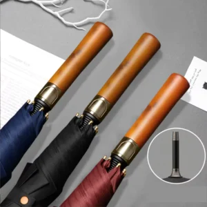 Custom Logo Golf Umbrella Wooden Handle Large Windproof UV