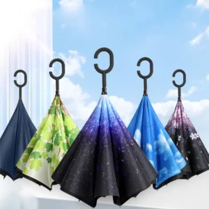 Custom Logo Hands-Free C-Handle Windproof Reverse Umbrella