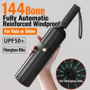Custom Logo Heavy Duty Fully Automatic Folding Umbrella Large Canopy Rain Sun Windproof Umbrella for Men & Women