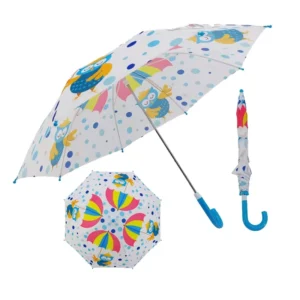 Custom Logo High Definition Digital Print Vibrant Cartoon Pattern Lightweight Windproof Reinforced Frame Kid Children Umbrella