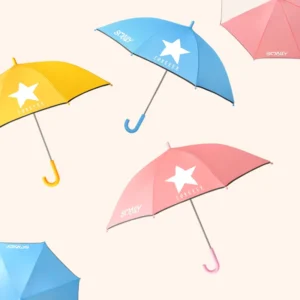 Custom Logo Kids Star Umbrella Waterproof Children Rain Umbrella Crown Print Safety Design OEM Factory