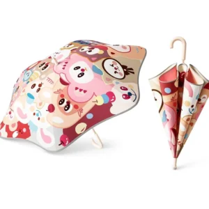 Custom Logo Kids Straight Umbrella 360 Roller Tip Safety Rounded Edge Waterproof Cartoon Print OEM