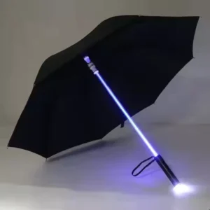 Custom Logo LED Umbrella with 7 Color Changing Flashing Automatic Open Rain/Sun/Windproof Metal Frame Promotional Function