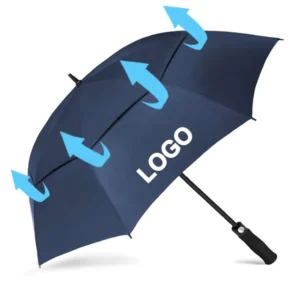 Custom Logo Large Double Canopy Vented Windproof Automatic Open Straight Golf Umbrella