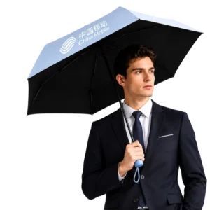 Custom Logo Manual Black-Coated UV-Protective Five-Fold Compact Umbrella