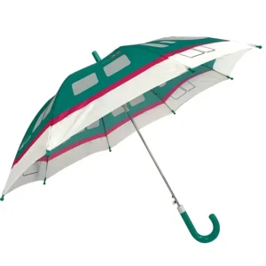 Custom Logo Manual Open Curved Handle 8 Ribs Fiberglass Frame Safe Round Tips Clear View Window Children Straight Umbrella