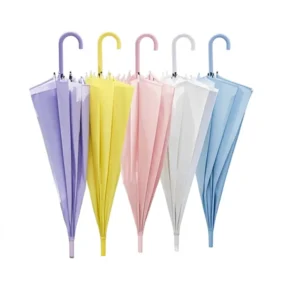 Custom Logo Manual Sunscreen Frosted Transparent Advertising Long Handled Straight Umbrella for Men Women and Children