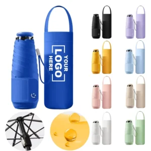 Custom Logo Mini Pocket Capsule 5-Fold Umbrella Lightweight 6 Rib Folding Sunshade Rain Umbrella Anti UV Travel Umbrella