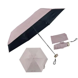 Custom Logo Mini Pocket Umbrella UPF 50 Plus Black Glue UV Coating Windproof Waterproof Travel Portable Folding Umbrella