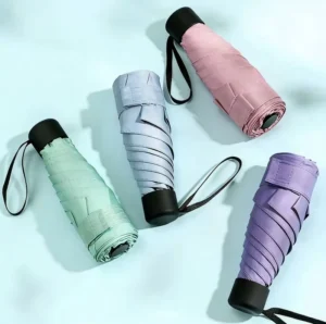 Custom Logo OEM Classic Manual Mini Five Folding Umbrella Pocket Ultralight Portable Sun and Rain Protection