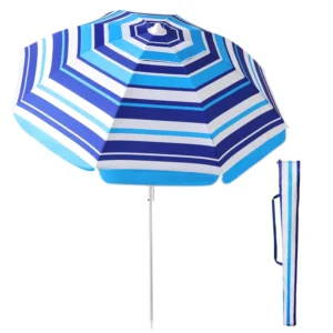 Custom Logo Outdoor Aluminum Pole Stripe Commercial Beach Umbrella