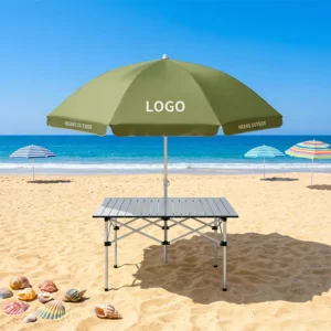 Custom Logo Outdoor Beach Umbrella Windproof UV Protection Manual Sun Shade Umbrella for Camping